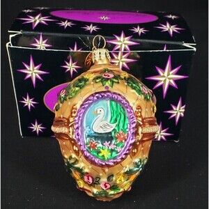 Christopher Radko "The Gilded Swan" Easter/Christmas Glass Ornament 5”